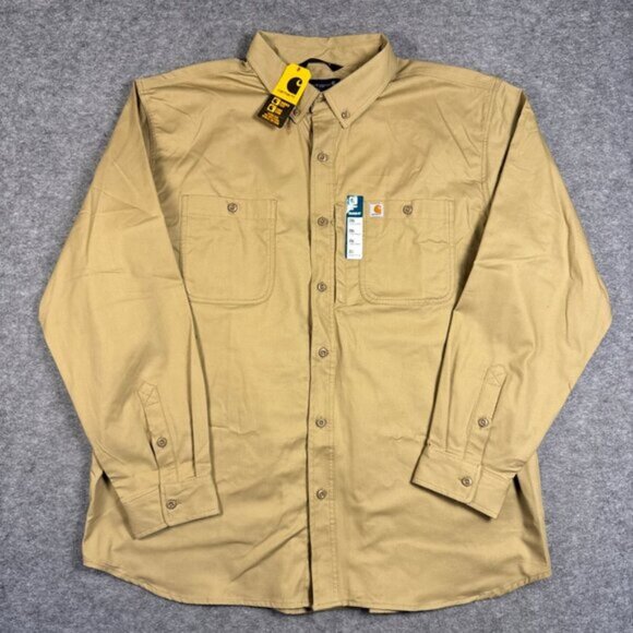 Carhartt Shirt Mens 2XL Brown Rugged Professional Relaxed Canvas Work TW2538-M - Picture 1 of 11
